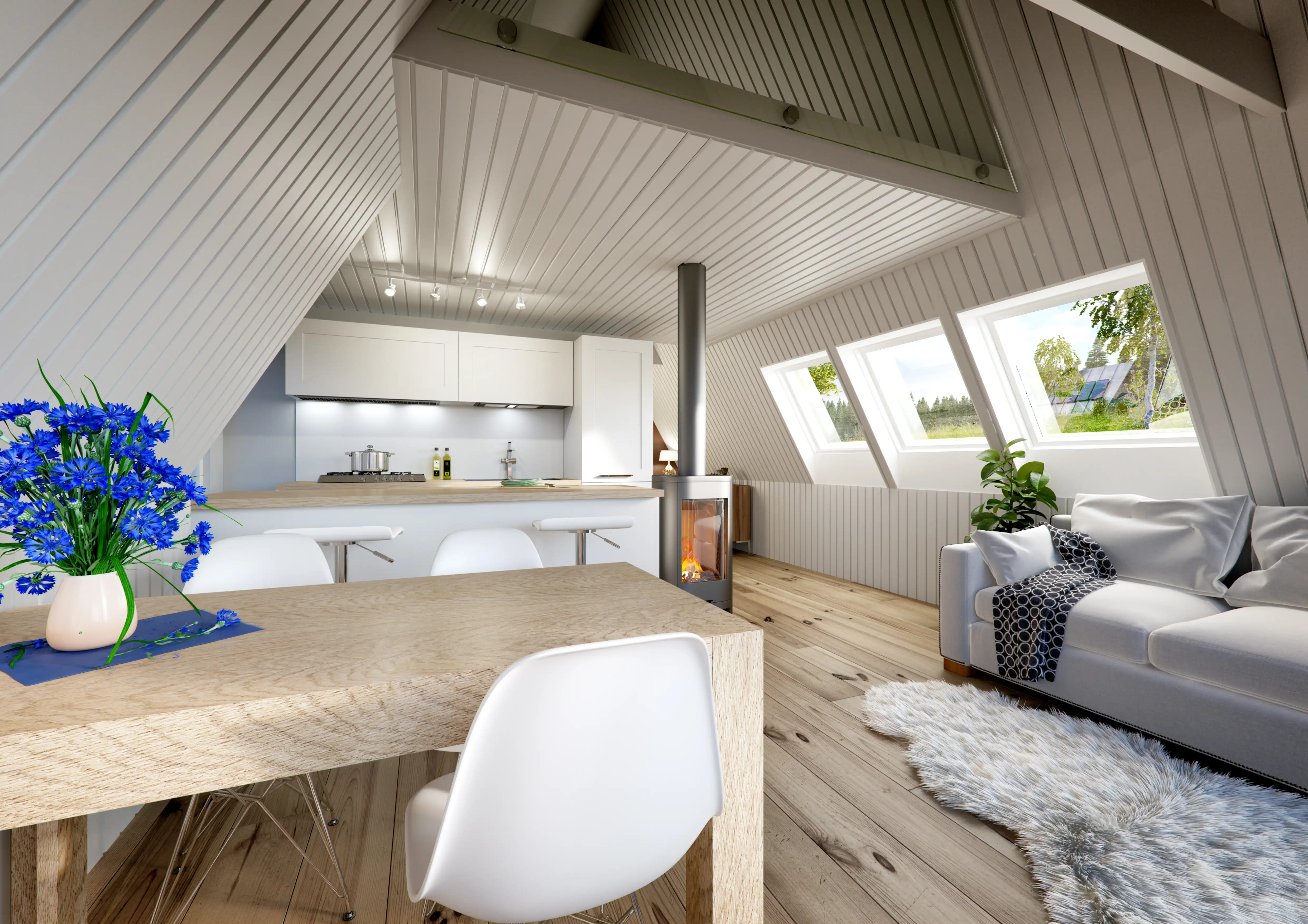 View of the Avrame A-frame house