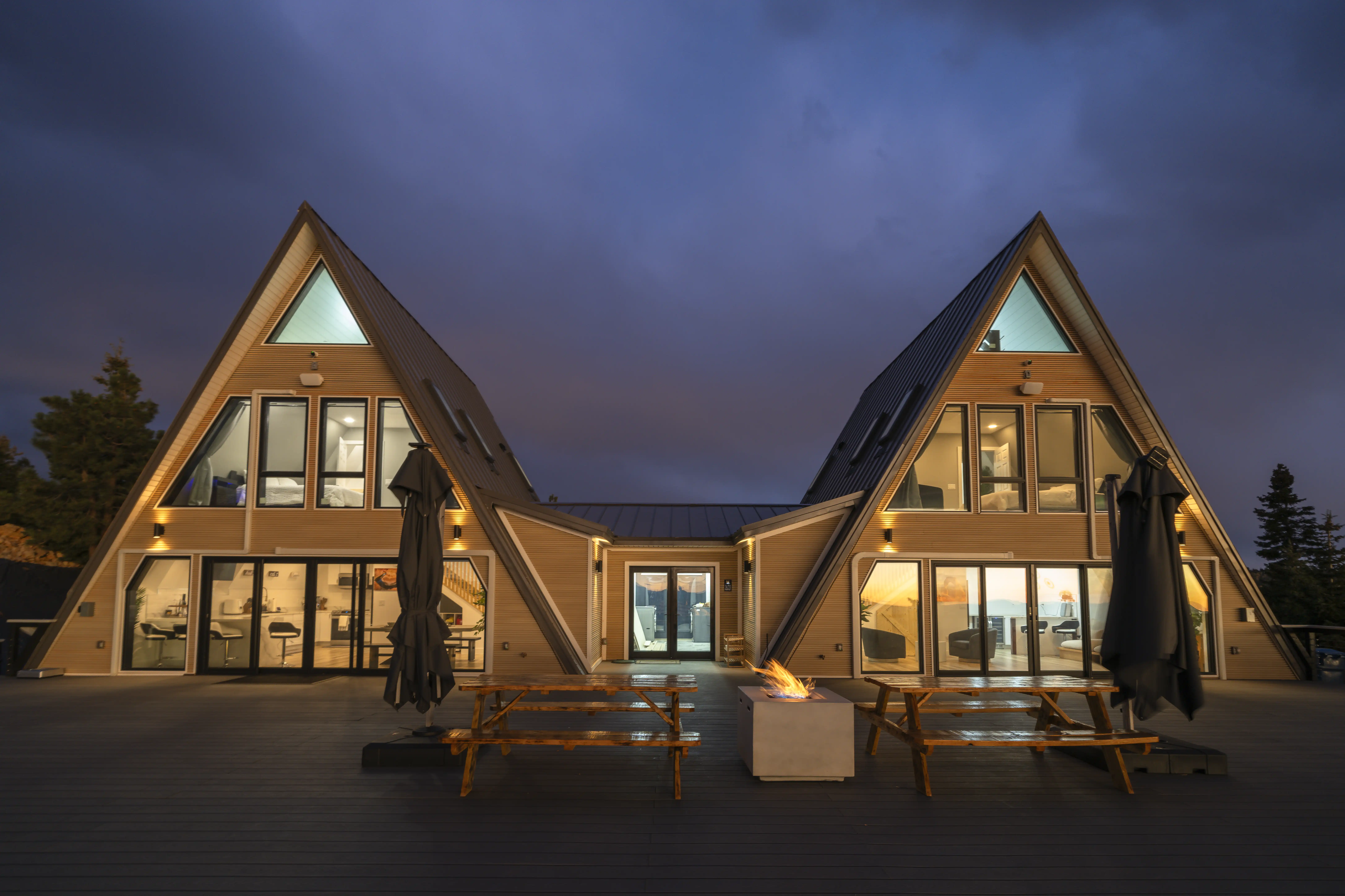View of the Avrame A-frame house
