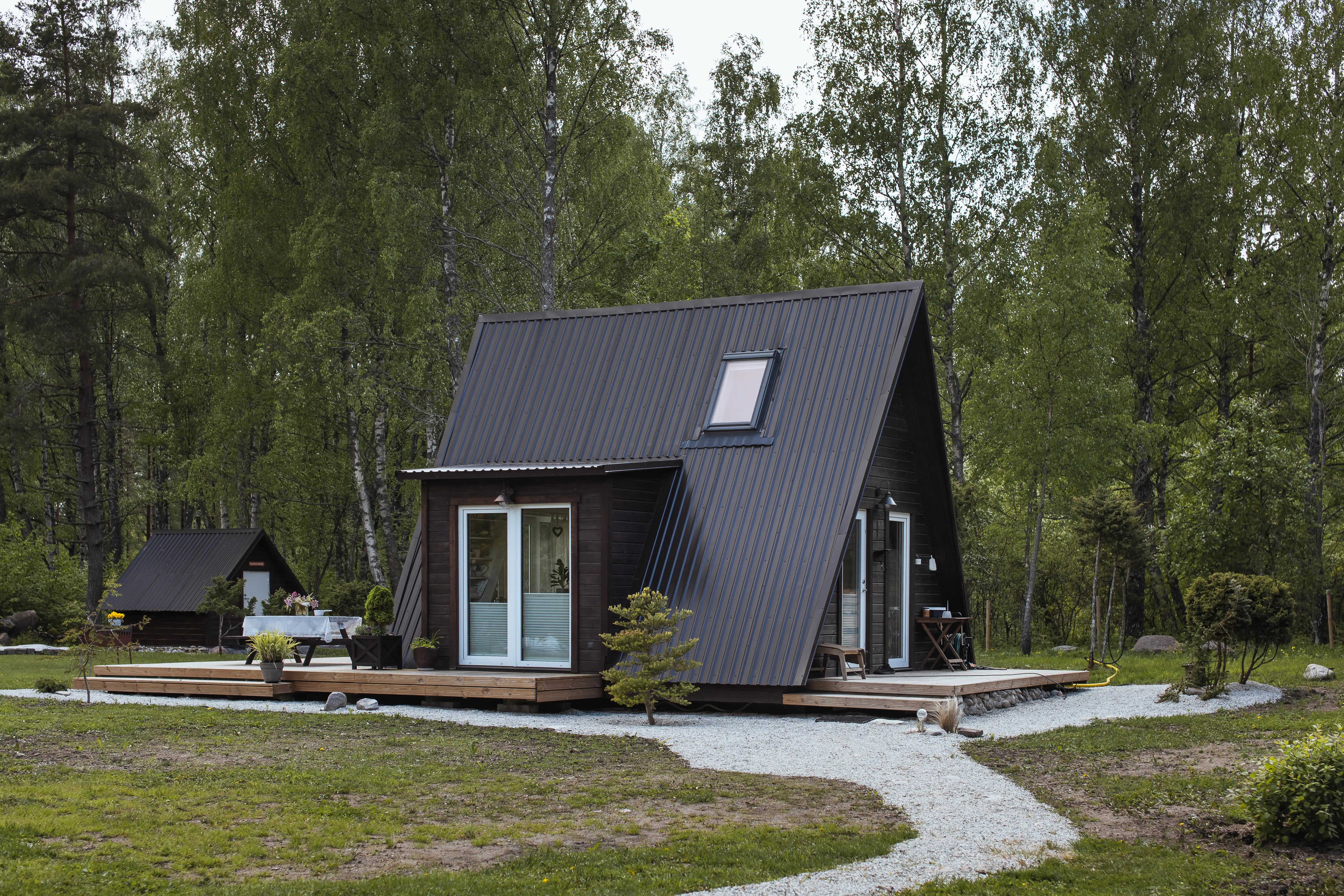 View of the Avrame A-frame house