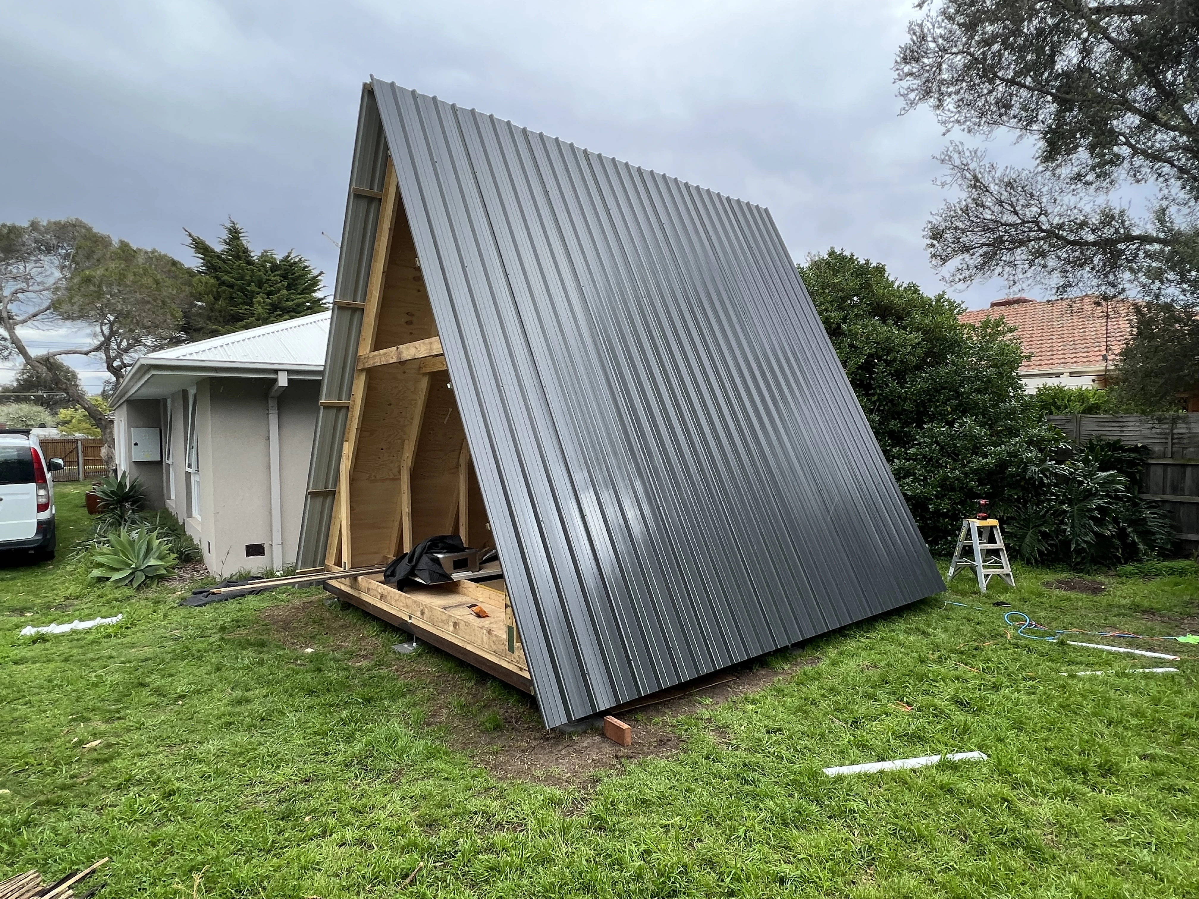 View of the Avrame A-frame house